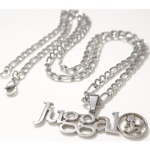 Mens Jewelry Punk Silver Letter Juggalo Pendant Necklace Stainless Steel ICP Hatchetman Charms Chain 4mm24 inch