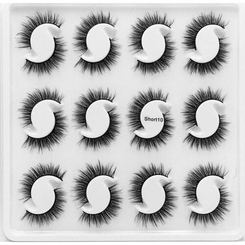 NEW 12 Pairs 3D Handmade Fake Eyelashes Natural short Thick Daily Makeup Thick Cross Eyelashes Eye Lashes