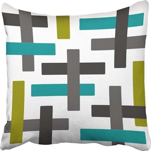 Throw Pillows Covers for Couch/Bed 18 x 18 inch,Aqua Chartreuse and Grey Abstract Art Home Sofa Cushion Cover Pillowcase Gift D