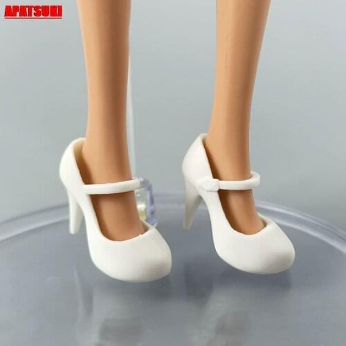 1pair Office Lady Female White High Heel Doll Shoes for Barbie Doll Shoes for Blythe Doll Sandals 1/6 BJD Dolls Accessories Toys