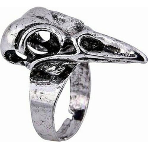 Special Bird Skull raven Ring Punk Style Jewelry Adjustable Cool Bird Crow Head Skeleton Ring Wholesales high quality