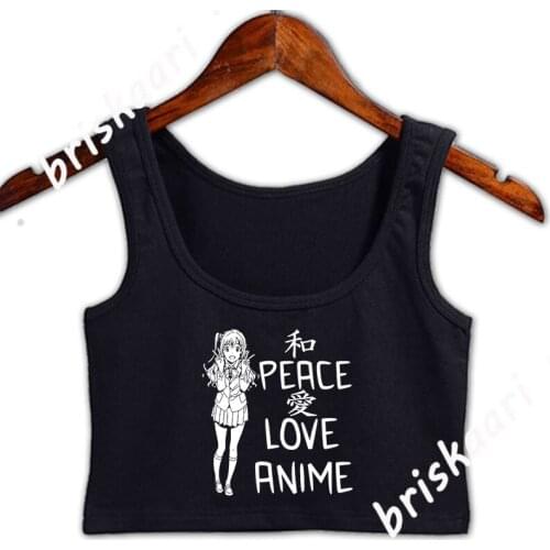 Peace Love Anime Japan Eco Friendly Crop Top Women New Style Spring Normal Letter Designer Plus Size 3xl Girls Tank Top Vest