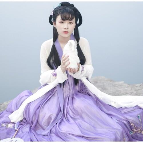 Purple Hanfu Women National Dance Costume Folk Embroidery Fairy Dress Festival Outfit Oriental Rave Performance Clothing DC4686