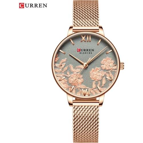 CURREN Luxury Brand Watch Women Fashion Dress Quartz Watch Ladies Full Steel Mesh Strap Waterproof Watches Relogio Feminino