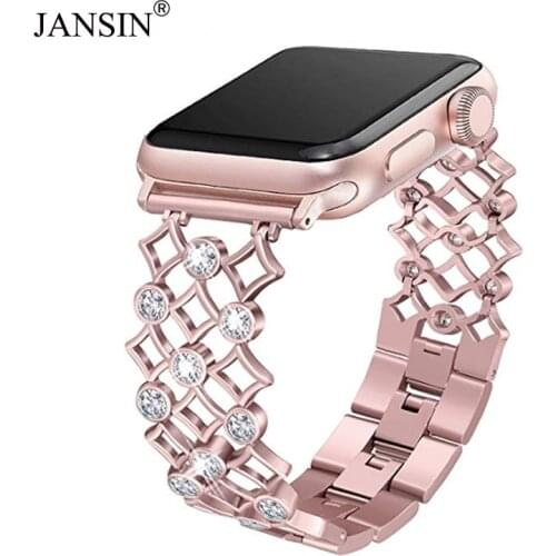 Women Diamond watch Band for apple Watch 38mm 42mm 40mm 44mm Stainless Steel strap iwatch Series 6 SE 5 4 3 Wrist band Bracelet