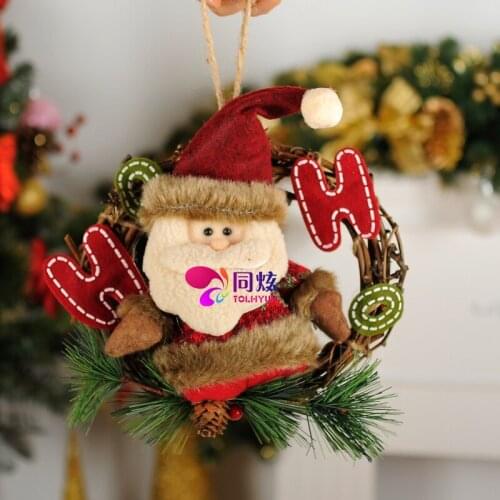 Christmas decorations rattan ring door hanging old man Snowman deer Festival room window setting props