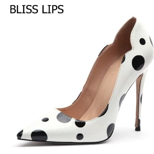 Shallow Mouth Polka Dot Print High Heels Sexy Pointed High Heels Dress Pumps Woman Shoes