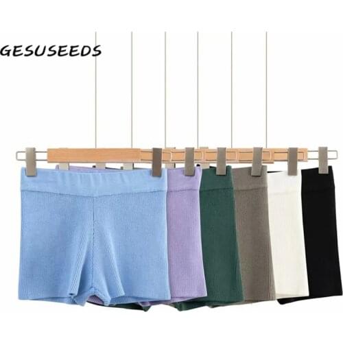 Summer woman shorts vintage biker shorts women casual high waisted shorts knit skinny joggers women streetwear white black