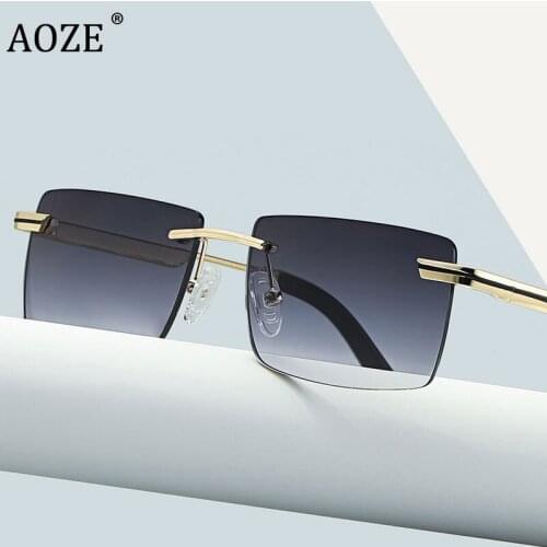 2021 NEW Rimless Rectangle Sunglasses Rimless Diamond cutting Lens Driving Vintage Fashion lunettes de soleil homme UV400