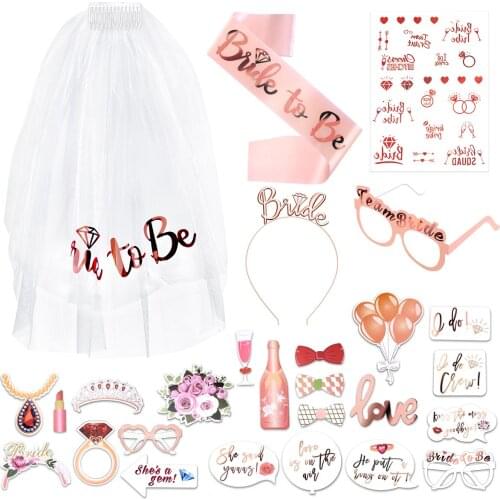 Bride Bachelorette Party Bride To Be Gifts Decoration for Wedding Headband Tiara Veil Comb Sash Bridal Shower Mariage Accessory