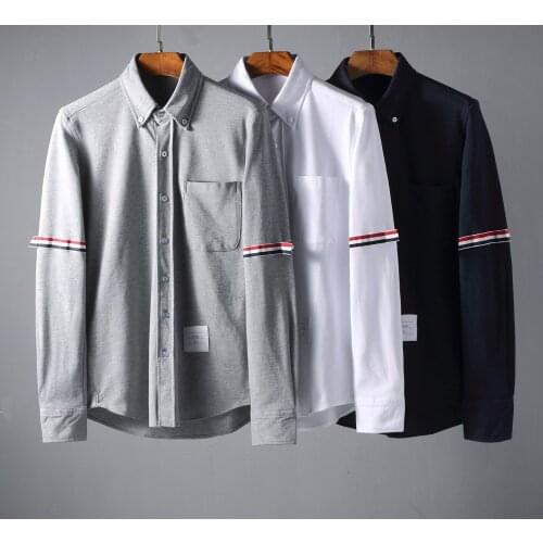 TB THOM Brand Men Shirt Long Sleeve Cotton Oxford Fabric Soft Casual Fashion Club Top Korean Style Buttons Lady