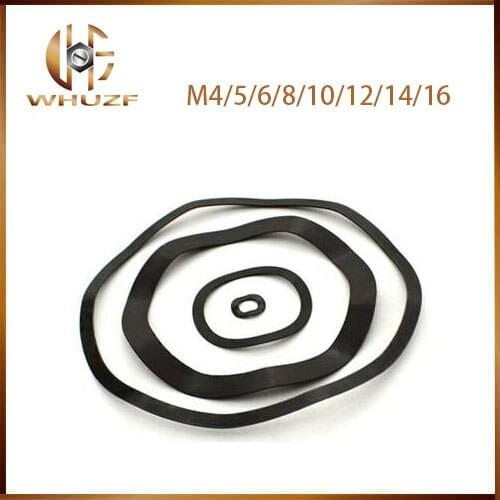 Wave spring washer Carbon steel three wave crest M3 M4 M5 M6 M8 M10-M16 black wave gasket spring gasket Elastic washers