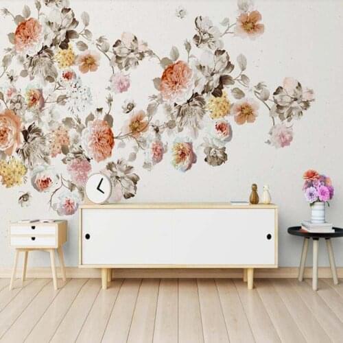 Vintage Hand Painting Rose Floral Wallpaper Mural Wall Murals Wall Decals 3D Wall Paper Rolls for Living Room Flower Wallpapers
