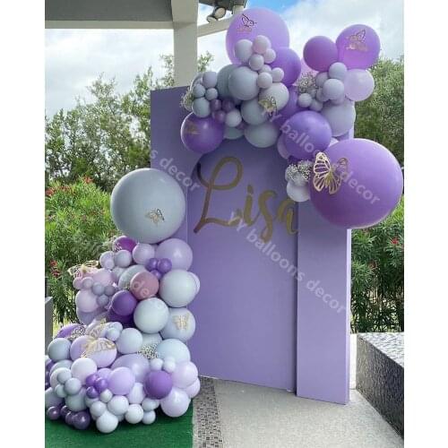 Global DIY Balloon Garland Arch Metallic Purple Purple Gray Latex Balloons Baby Shower Birthday Party Wedding Backdrop Decor