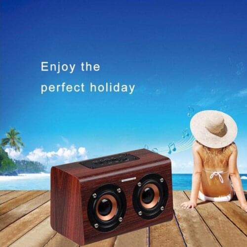 W7 Portable Retro Wooden Dual Speaker Portable Wireless Bluetooth Speaker Subwoofer Charging Speakers