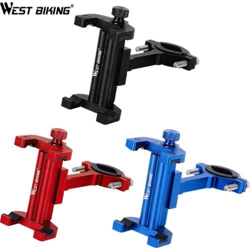 WEST BIKING Bike Motorcycle Mobile Phone Holder Aluminum Alloy Cycling Handlebar Clip Universal Phone Stand Mount Bracket