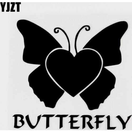 YJZT 13.6CM×12.8CM Creative Decal Love Butterfly Car Sticker Black/Silver Vinyl 13F-0076