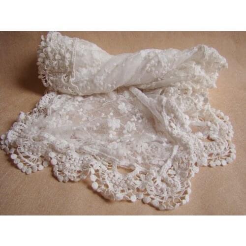 Hot Women embroidered lace scarf white