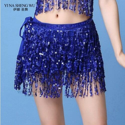 Bellydance Hip Scarf Ladies Belly Latin Dance skirt Belly Dance Hip Scarf with Sequins Belt Accessories Tassel bling bling Belts