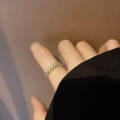 Korean Japan Pearl Ring for Women Trendy Zircon Index Finger Ring Female Delicate Adjustable Golden Jewelry Girls Elegant Rings