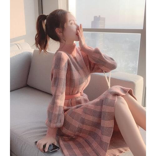 2020 Autumn Winter Ruffles Thickening Knitted Mermaid Maxi Dress Women Warm Fashion Korean Sweater Dress Elasticity Vestidos Y20
