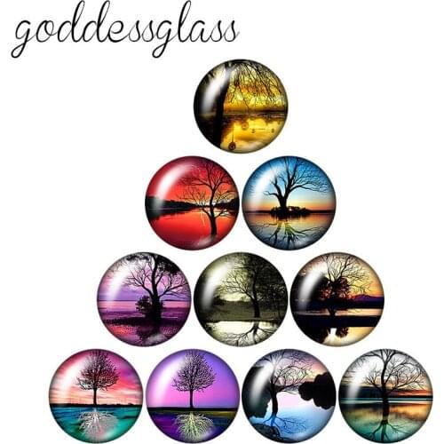 Trees in the lake Beauty Lift tree 10pcs 12mm/18mm/20mm/25mm Round photo glass cabochon demo flat back Making findings