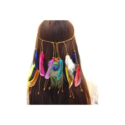 40pcs/lot DIY Simple Multi Bohemian Style Tassel Headbands Peacock Feathers Hair Band Styling Tools Accessories HA680