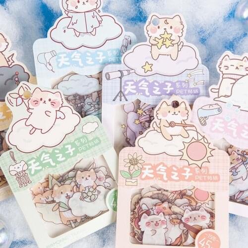 45 pcs/lot Cute weather cat Decorative PVC Stickers Scrapbooking diy Label Diary Stationery Album Journal Planner Cartoons Stick