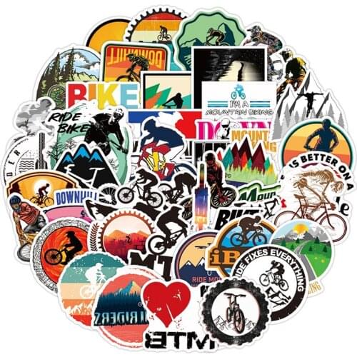 50PCS Mountain Bike Stickers Waterproof Outdoor MTB Bicycle Cool Decals For DIY Laptop PC Phone Skateboard Luggage