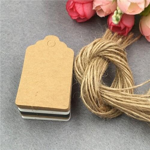 50pcs/lot 5x3cm Blank White Brown Note Card Tags For Garment Shoes Clothing Soap Label Eco-Friendly Cardboard Tags With Strings
