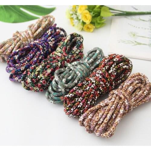 6mm Floral Pu Core-Spun Rope Japanese Style Pet Collar Accessories Handmade Necklace And Bracelet DIY Supplies TJ2299