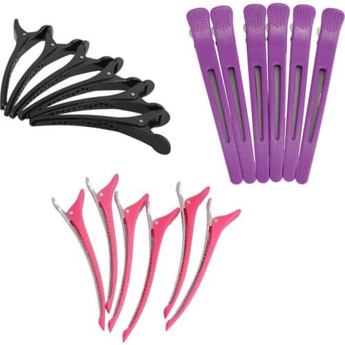 6pcs Plastic Duckbill Sectioning Clips Hairdress Salon Section Hair Styling Grip