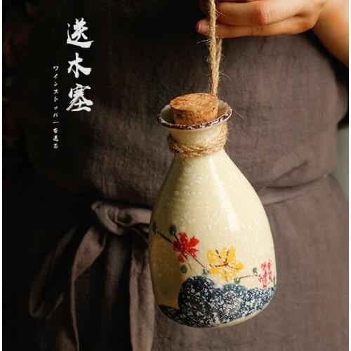 Household Wineware Small Wine Pot Japanese Type Vintage Ceramic Sake Separator White Yellow Wine Spirit Liquor Pot Flagon