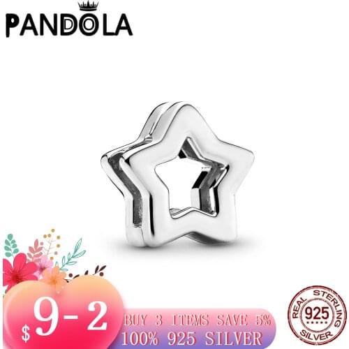 Hot 100% 925 Sterling SILVER charms Star Clip Charm fit Original Pandora Bracelet silver 925 jewelry