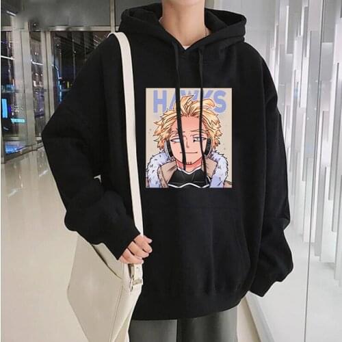 Hawks Anime My Hero Academia Print Hoodie Harajuku Japan Anime Cool Pattern Women Streetwear Oversize Winter Fashion Male Hoodie