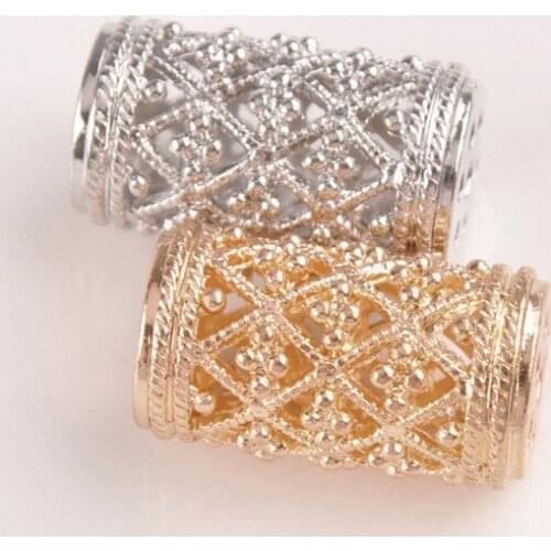 KC Gold Dull Silver Plated 16x28mm Column Shape Big Metal Spacer Beads Jewelry Spacers Findings CATJ-007