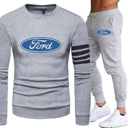 Autumn Mens suits Ford Car logo printing high quality Pure cotton casual Mens sweatshirt+sweatpants 2-piece setSpring