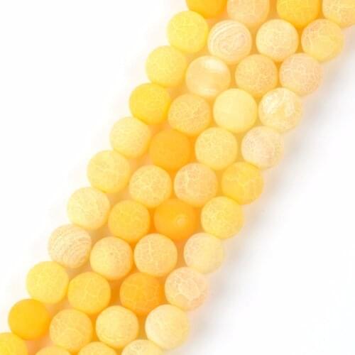 Wholesale 6 8 10mm Natural Yellow Frost Agates Stone Round Beads for Diy Jewelry Making Bracelet Jewellery Beads Accessories 15"