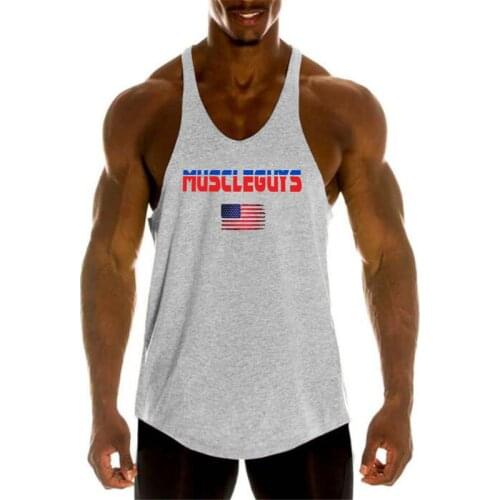 Muscleguys Brand Gyms Tank Top Bodybuilding Clothing Mens Cotton usa flag Fitness Shirt Muscle Vest Sportwear Singlets
