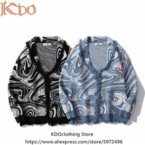 Mens Cardigan Street Style Sweater Long Sleeve Tops Trend Marble Pattern Acrylic Clothes Spring and Autumn Thin Fashion M L XL