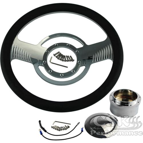 14" 9-Bolt Nova Style Half Wrap PVC Steering Wheel +Adapter w/Horn For G M CHEVY