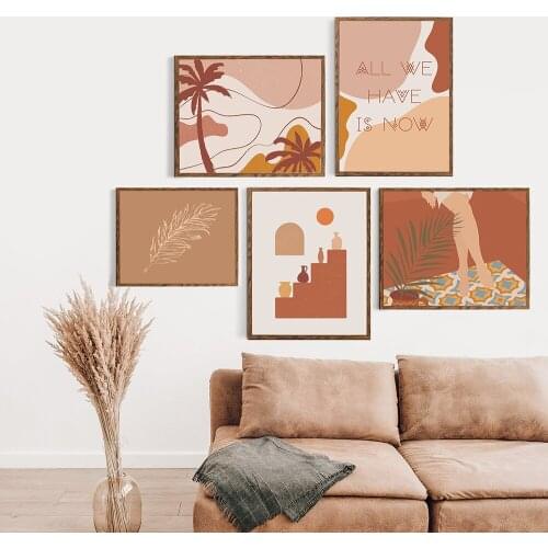 Boho Abstract Landscape Nordic Posters and Prints Beige Gallery Wall Art Canvas Painting Beach Vibes Line Art Pictures Decor