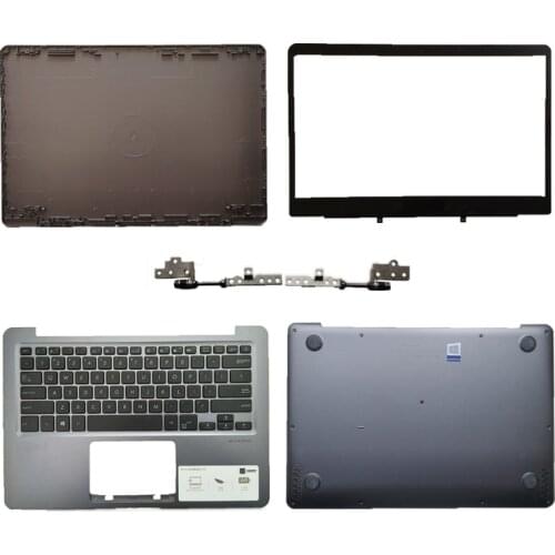 New laptop for asus vivobook s14 s410u s4100 s4100v series lcd back cover/front frame/lcd hinges/hinge cover gold/grey plastic