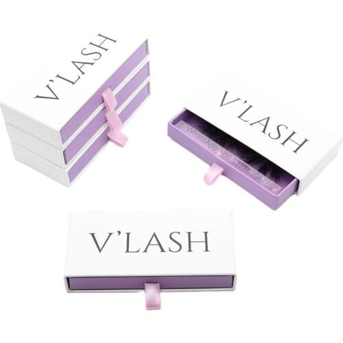 Wholesale 5D Mink Eyelashes 25mm Mink Custom False Eyelash With Packaging Box Own Brand White Purple Drawer Eyelash Case