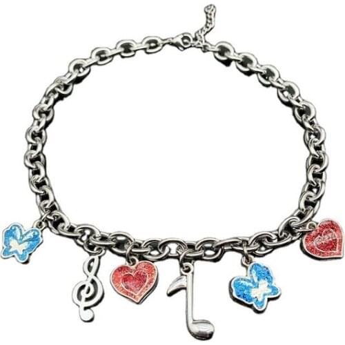 Stainless Steel Butterfly Note Heart Charms Necklace Music Note Adjustable Bracelet for Women Gifts Trendy Jewelry 2021
