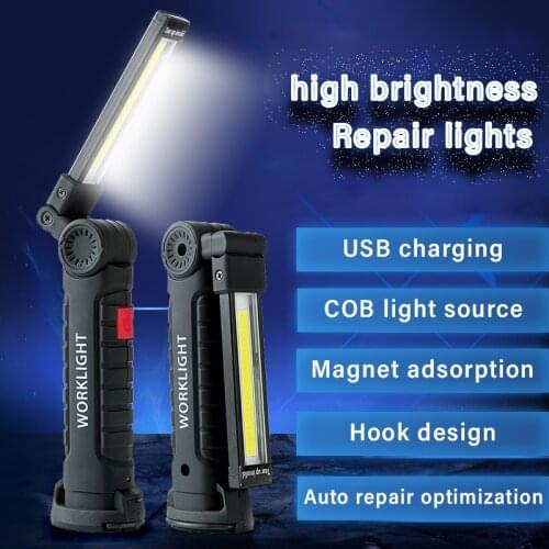 COB Work Light with Magnet USB Rechargeable LED Flashlight Foldable Portable Lamp Car Maintenance Light Camping light