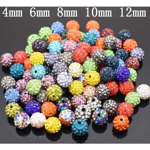 4 5 6 8 10 12mm Mixed Colors Rhinestone Crystal Ball Beads Spacer Beads For Jewelry Making Bracelet DIY Accessories