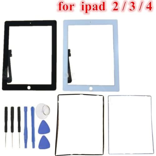 1Pcs 9.7" Touch Screen for iPad 2 A1395 A1396 Front Touch Screen Digitizer Sensor Glass Panel frame Bezel for iPad 3 A1416 A1430