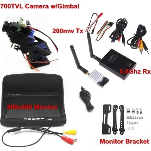 FPV System AIO UUUSTORE Monitor +700TVL camera w/gimbal +5.8Ghz Video Receiver +200mw Transmitter For FPV Drones RC Quadcopter