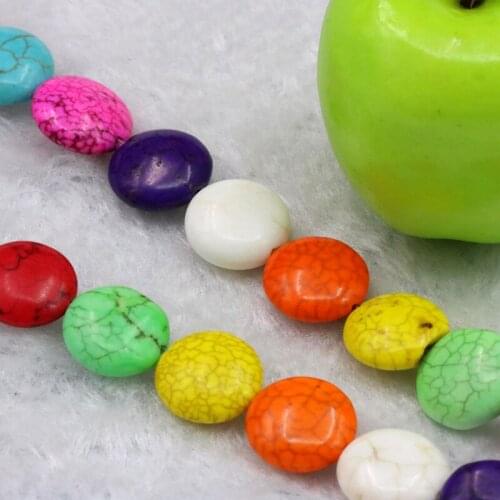 Discount!12mm Multicolor Turkey Stone coin shape loose beads 15" 2 piece/lot women jewelry making design Bracelet&Necklace